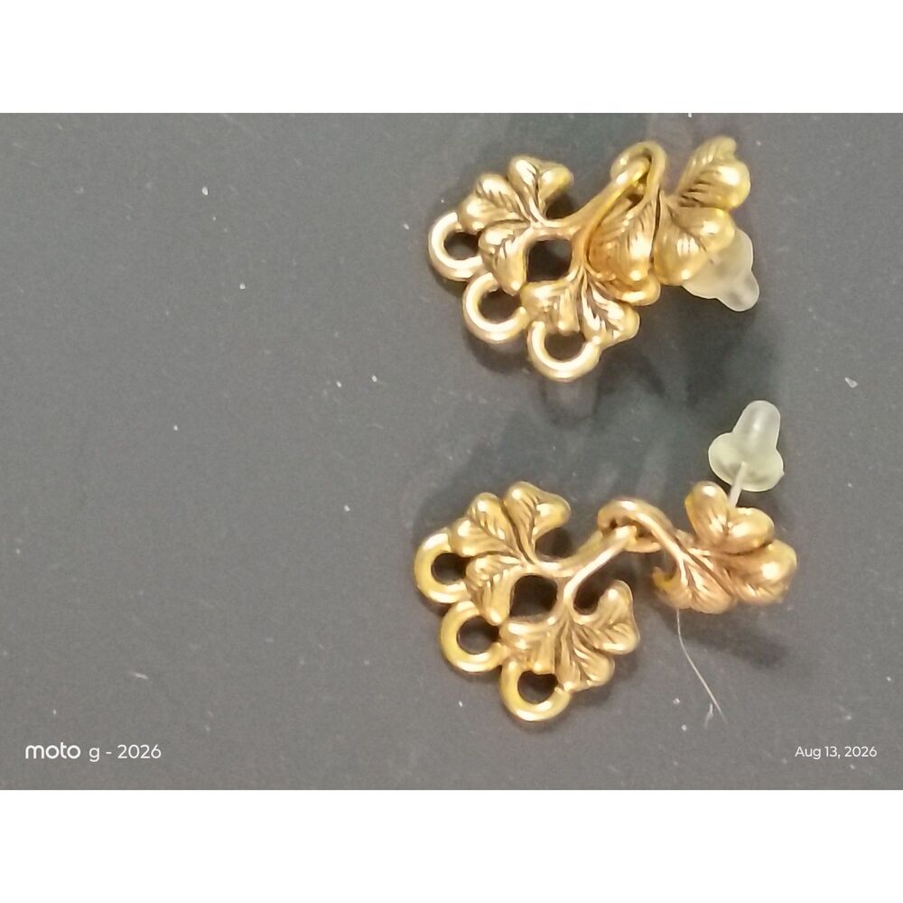Gold Botanical Flower Leaf Statement Earrings | Boho Chic Drop Jewelry